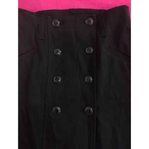 ANN TAYLOR Black Button Front Stretch Pencil Skirt - Picture 3 of 6